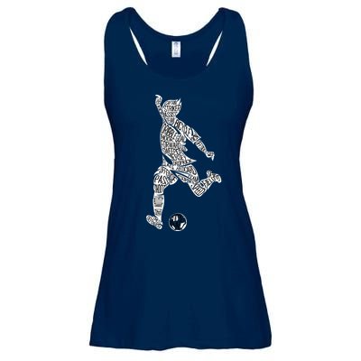 Soccer Player Ball Shadow Word Mashup Ladies Essential Flowy Tank
