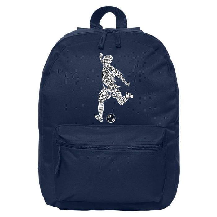 Soccer Player Ball Shadow Word Mashup 16 in Basic Backpack