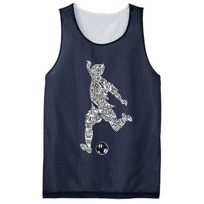 Soccer Player Ball Shadow Word Mashup Mesh Reversible Basketball Jersey Tank