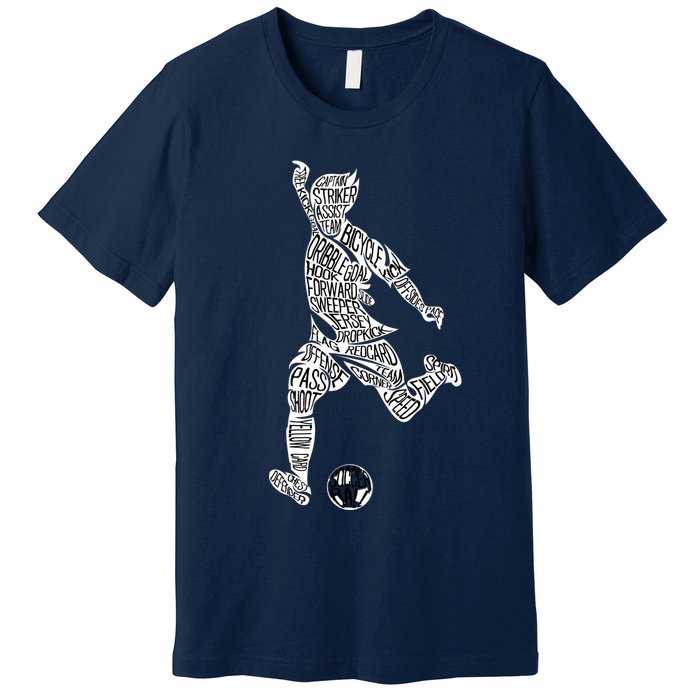 Soccer Player Ball Shadow Word Mashup Premium T-Shirt