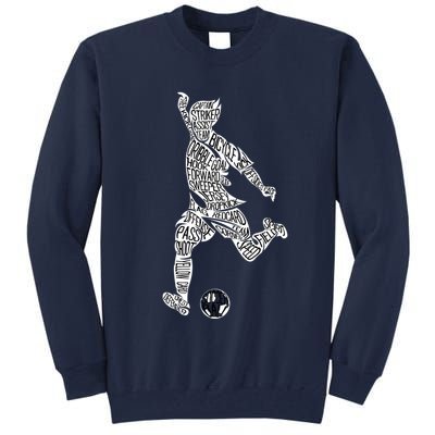 Soccer Player Ball Shadow Word Mashup Tall Sweatshirt