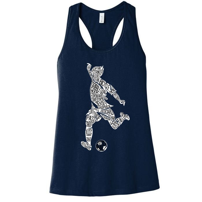 Soccer Player Ball Shadow Word Mashup Womens Tank Top