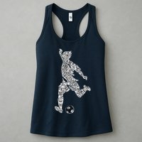 Soccer Player Ball Shadow Word Mashup Womens Tank Top