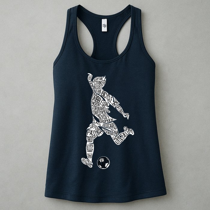 Soccer Player Ball Shadow Word Mashup Womens Tank Top