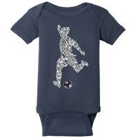 Soccer Player Ball Shadow Word Mashup Baby Bodysuit