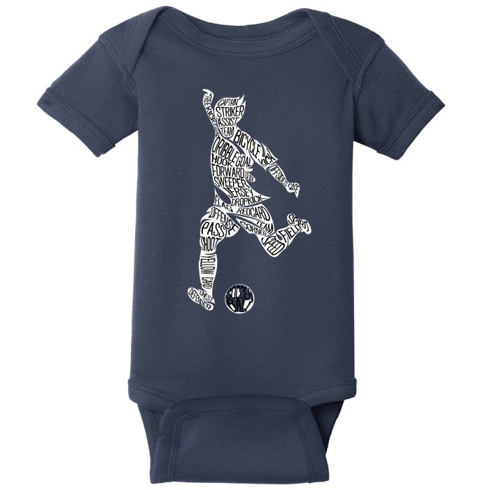 Soccer Player Ball Shadow Word Mashup Baby Bodysuit