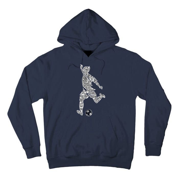 Soccer Player Ball Shadow Word Mashup Tall Hoodie