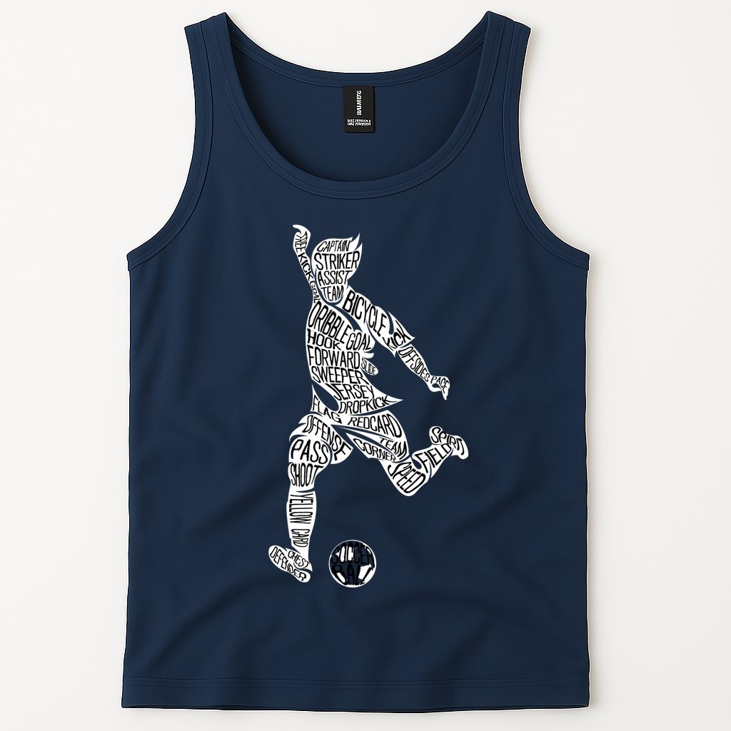 Soccer Player Ball Shadow Word Mashup Tank Top