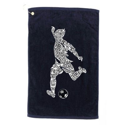 Soccer Player Ball Shadow Word Mashup Golf Towel