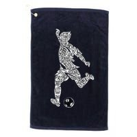 Soccer Player Ball Shadow Word Mashup Golf Towel