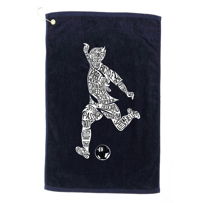 Soccer Player Ball Shadow Word Mashup Golf Towel