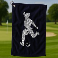 Soccer Player Ball Shadow Word Mashup Golf Towel
