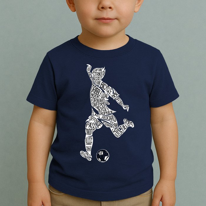 Soccer Player Ball Shadow Word Mashup Toddler T-Shirt