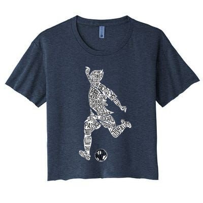Soccer Player Ball Shadow Word Mashup Crop Top