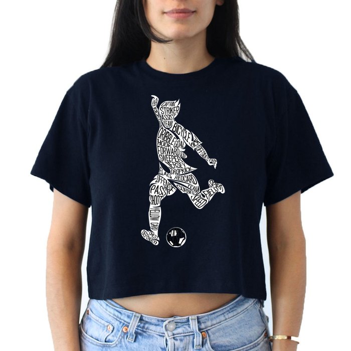 Soccer Player Ball Shadow Word Mashup Crop Top
