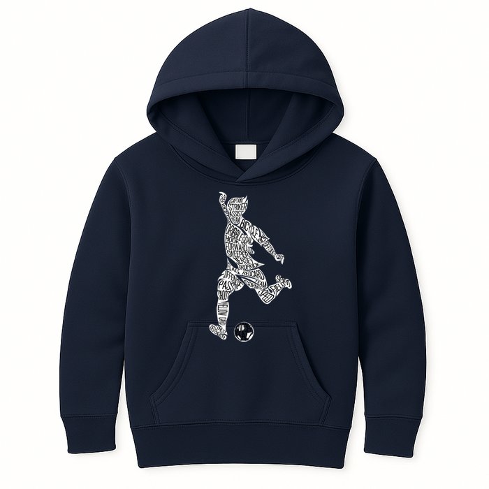 Soccer Player Ball Shadow Word Mashup Kids Hoodie