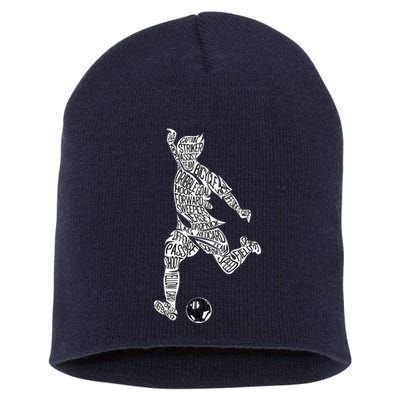 Soccer Player Ball Shadow Word Mashup Short Acrylic Beanie