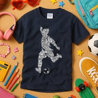 Soccer Player Ball Shadow Word Mashup Kids T-Shirt