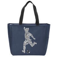 Soccer Player Ball Shadow Word Mashup Zip Tote Bag