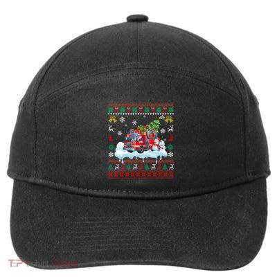 Santa Carrying Christmas Tree On Fire Truck Driver Gift 7-Panel Snapback Hat