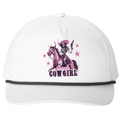 Skeleton Cosmic Cowgirl Funny Halloween Spooky Vibes Snapback Five-Panel Rope Hat