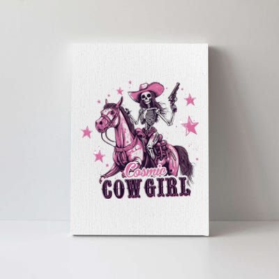 Skeleton Cosmic Cowgirl Funny Halloween Spooky Vibes Canvas