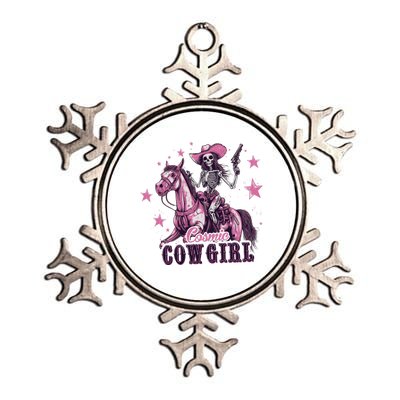 Skeleton Cosmic Cowgirl Funny Halloween Spooky Vibes Metallic Star Ornament