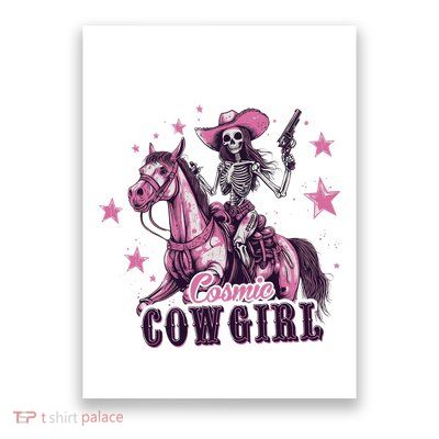 Skeleton Cosmic Cowgirl Funny Halloween Spooky Vibes Poster