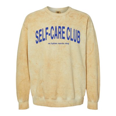 Self Care Club Eat Hydrate Exercise Sleep Colorblast Crewneck Sweatshirt