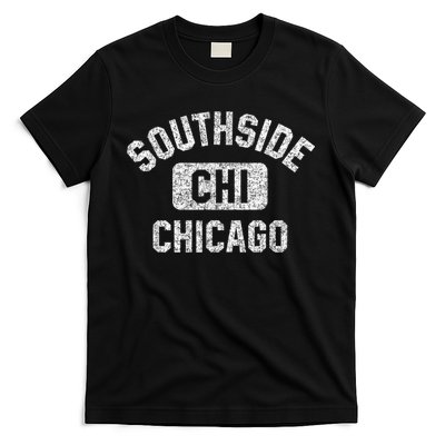 Southside Chicago CHI Gym Style Distressed White Print T-Shirt