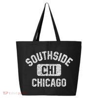 Southside Chicago CHI Gym Style Distressed White Print 25L Jumbo Tote