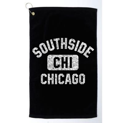 Southside Chicago CHI Gym Style Distressed White Print Golf Towel