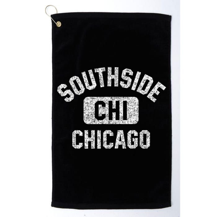 Southside Chicago CHI Gym Style Distressed White Print Golf Towel