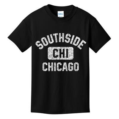 Southside Chicago CHI Gym Style Distressed White Print Kids T-Shirt