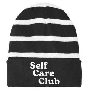 Self Care Club Positive Aesthetic Self Love Striped Beanie with Solid Band