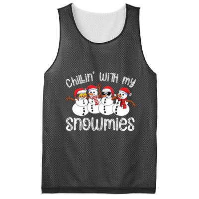 Snowman Christmas Chillin With My Snowmies Ugly Gift Mesh Reversible Basketball Jersey Tank