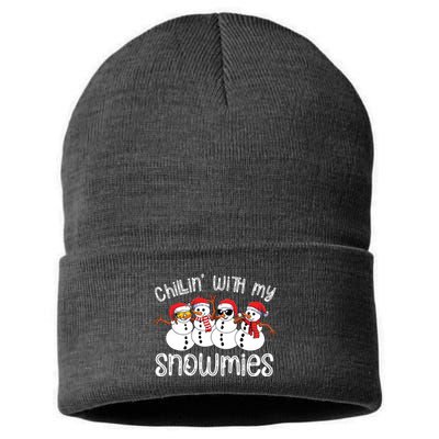 Snowman Christmas Chillin With My Snowmies Ugly Gift Sustainable Knit Beanie