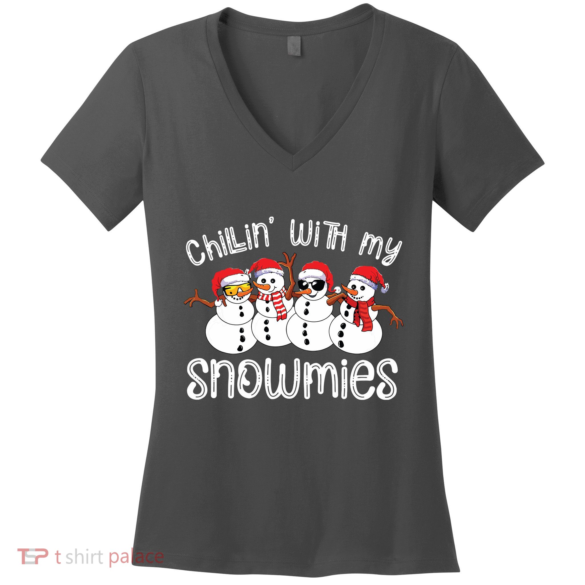 Snowman Christmas Chillin With My Snowmies Ugly Gift Women's V-Neck T-Shirt