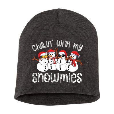 Snowman Christmas Chillin With My Snowmies Ugly Gift Short Acrylic Beanie