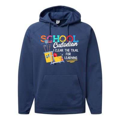 School Custodian Clear Trail Learning Janitor Appreciation Performance Fleece Hoodie