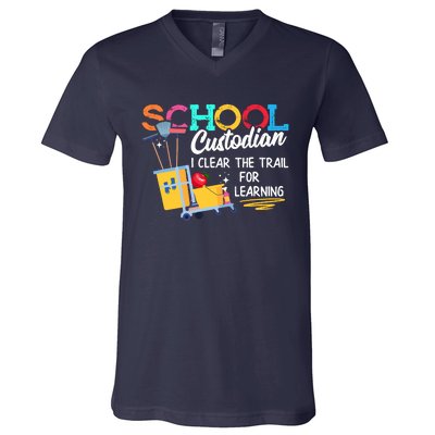 School Custodian Clear Trail Learning Janitor Appreciation V-Neck T-Shirt