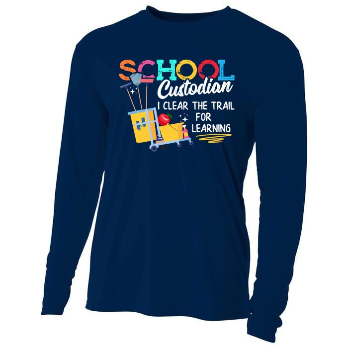 School Custodian Clear Trail Learning Janitor Appreciation Cooling Performance Long Sleeve Crew