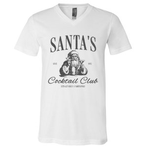 SantaS Cocktail Club Christmas V-Neck T-Shirt