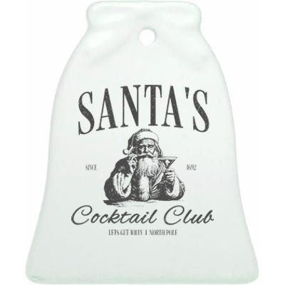 SantaS Cocktail Club Christmas Ceramic Bell Ornament