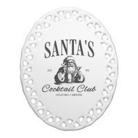 SantaS Cocktail Club Christmas Ceramic Oval Ornament