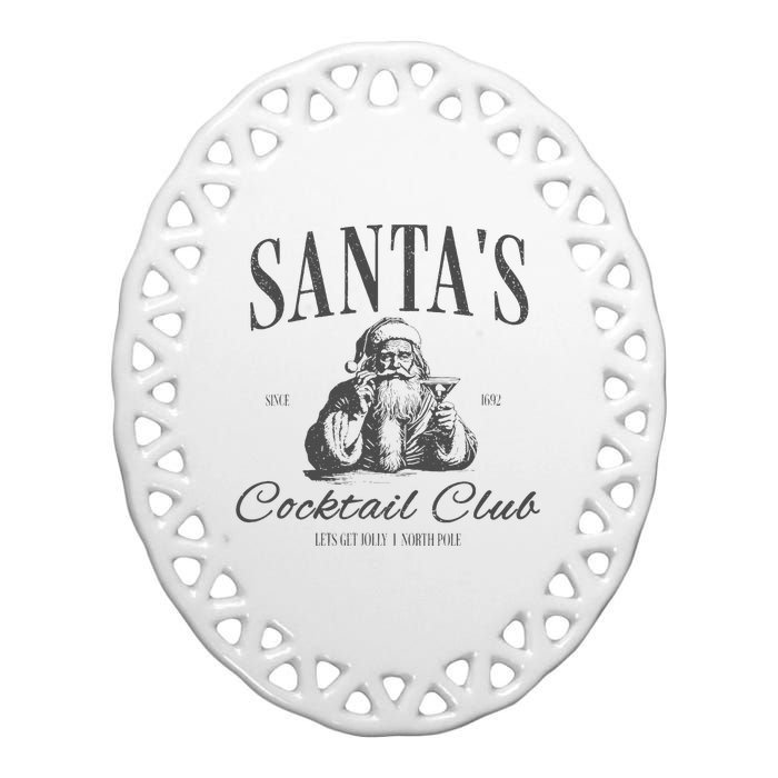 SantaS Cocktail Club Christmas Ceramic Oval Ornament