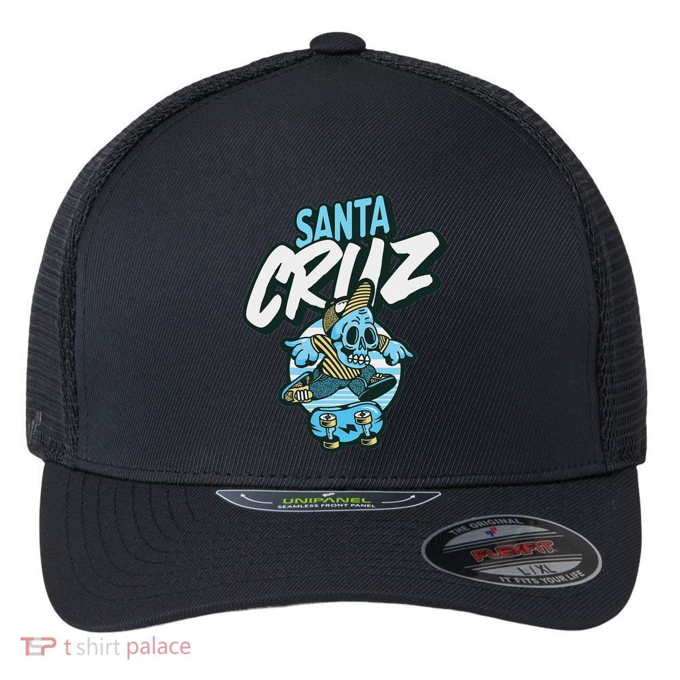 Santa Cruz California Vintage Skeleton Flexfit Unipanel Trucker Cap