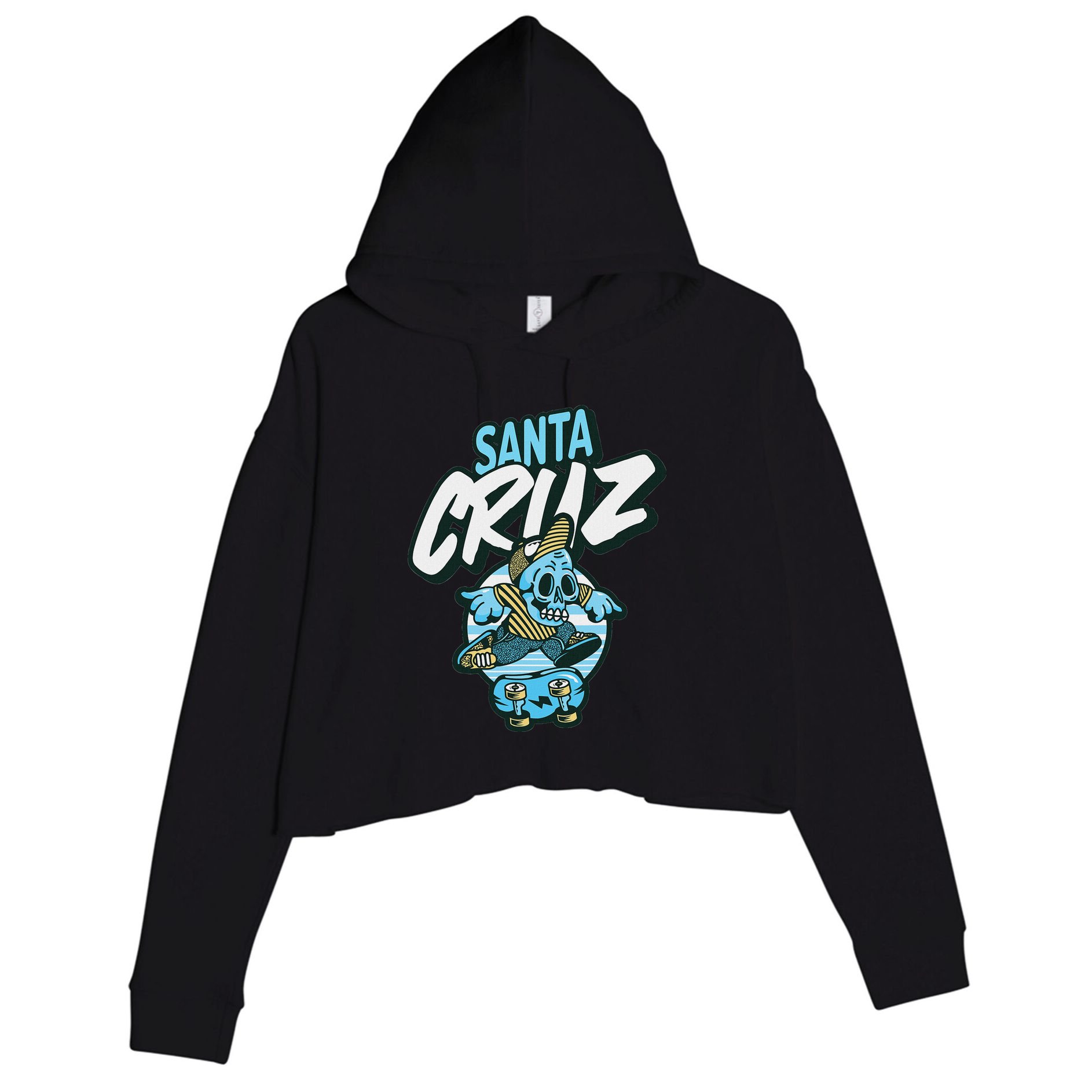Santa Cruz California Vintage Skeleton Crop Fleece Hoodie