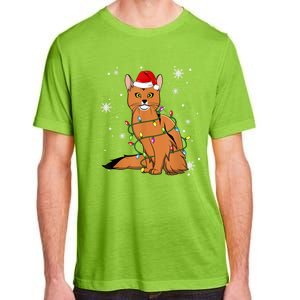 Somali Cat Christmas Lights Christmas Cat Santa Hat Adult ChromaSoft Performance T-Shirt