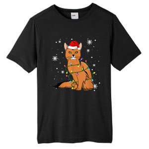 Somali Cat Christmas Lights Christmas Cat Santa Hat Tall Fusion ChromaSoft Performance T-Shirt